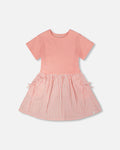 Bi-Material Dress Peach Pink-0