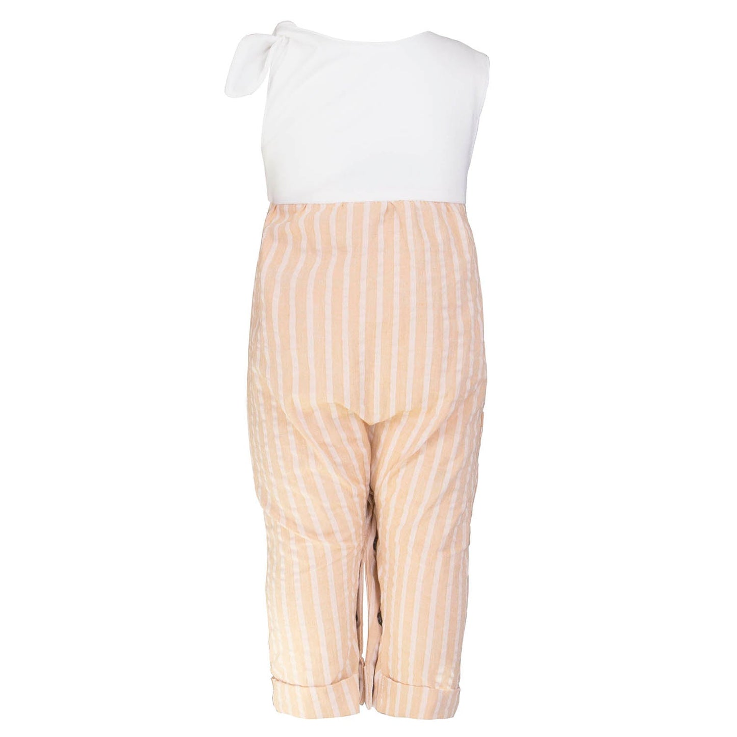 Peach Seersucker Baby Romper with Bow