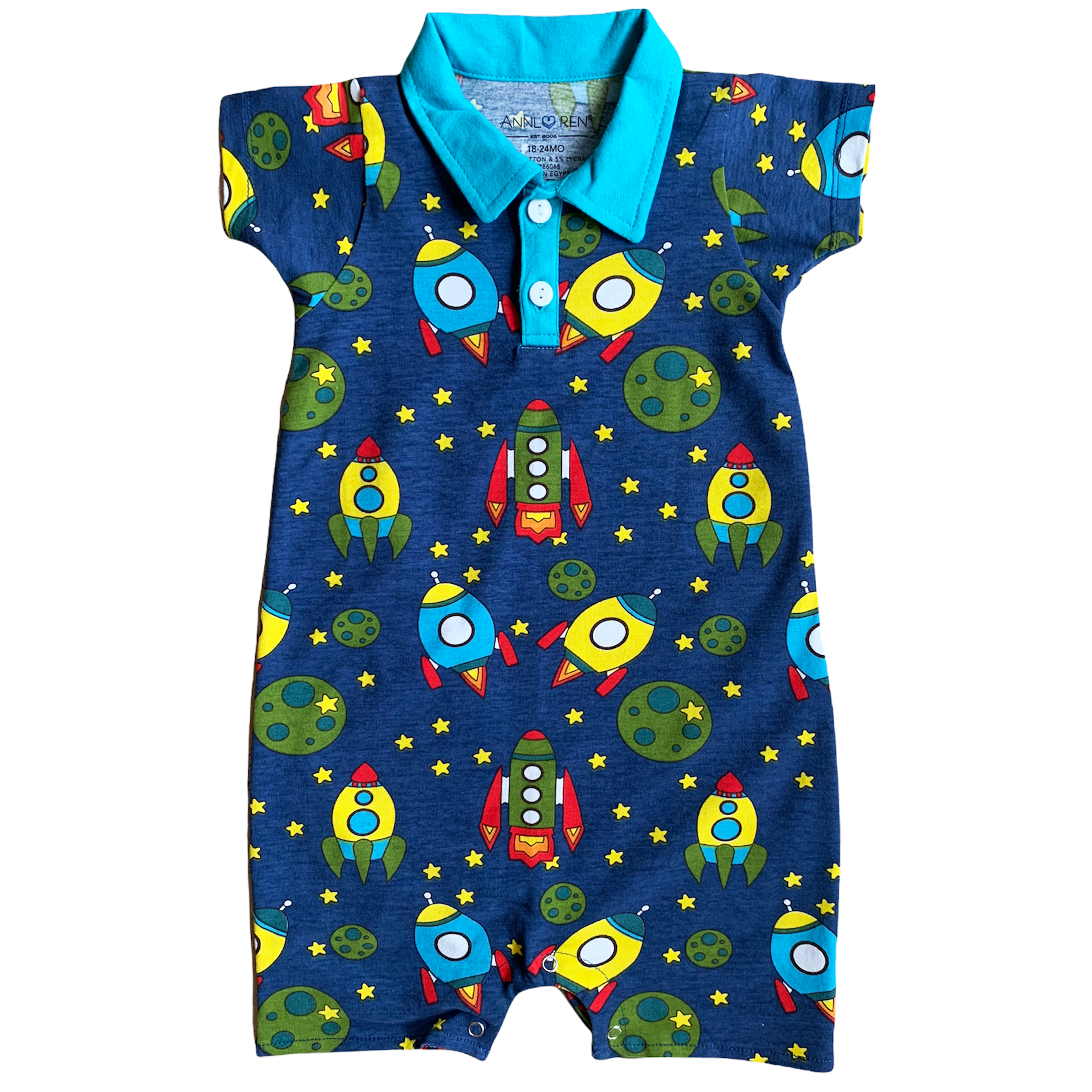 AnnLoren Spaceship short sleeve Baby Toddler Boys Romper