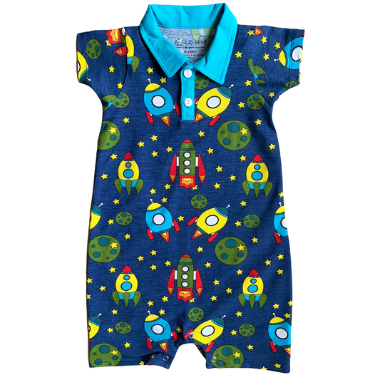 AnnLoren Spaceship short sleeve Baby Toddler Boys Romper