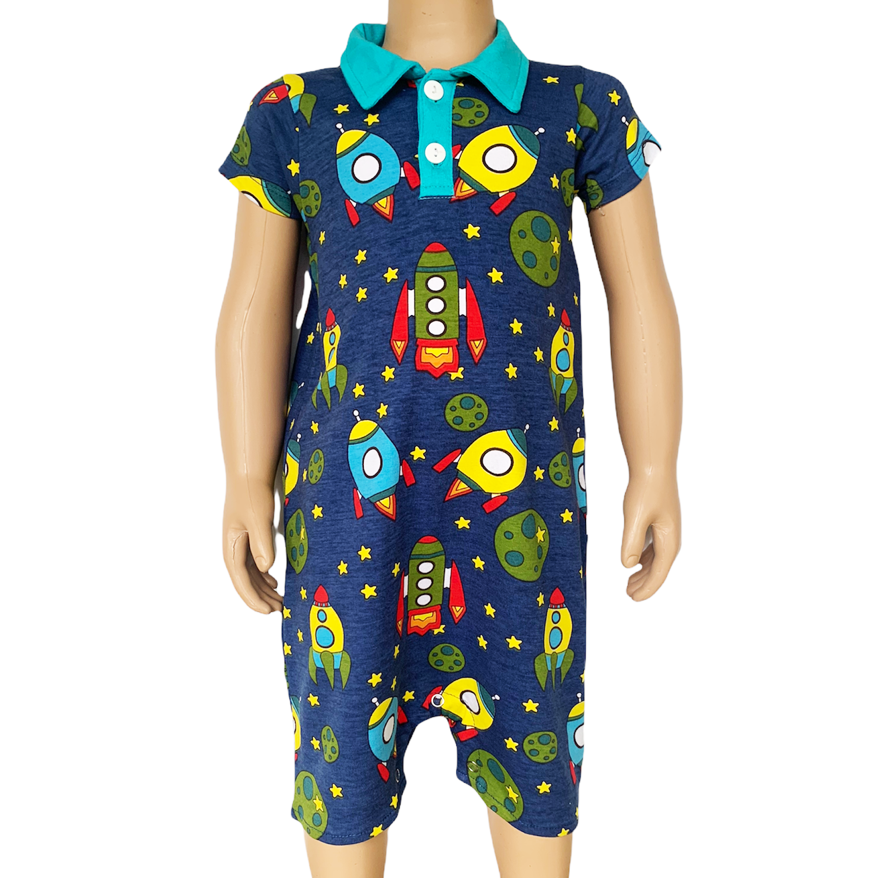 AnnLoren Spaceship short sleeve Baby Toddler Boys Romper