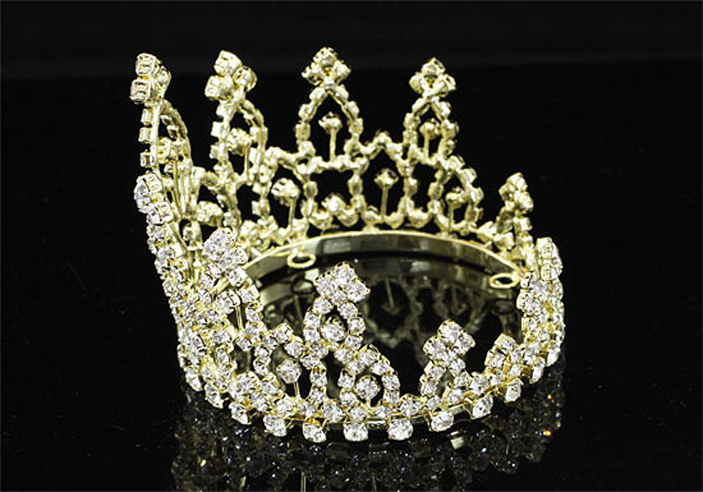 Newborn Baby Mini Crown Round Full Circle Rhinestone Mini Tiara XT1276