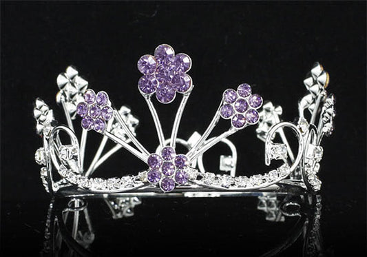 Newborn Baby Photo Prop Round Full Circle Rhinestone Purple Flower Mini Tiara Crown XT1809-0