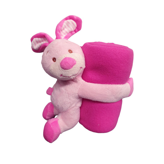 NNEDSZ Baby Pink Blanket with Toy Bunny