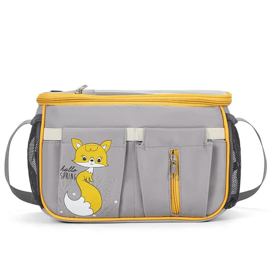 NNEDSZ Grey Stroller Organizer Bag - Multi-Functional Baby Bag with Touchscreen Window, USB Port, and Bottle Holders