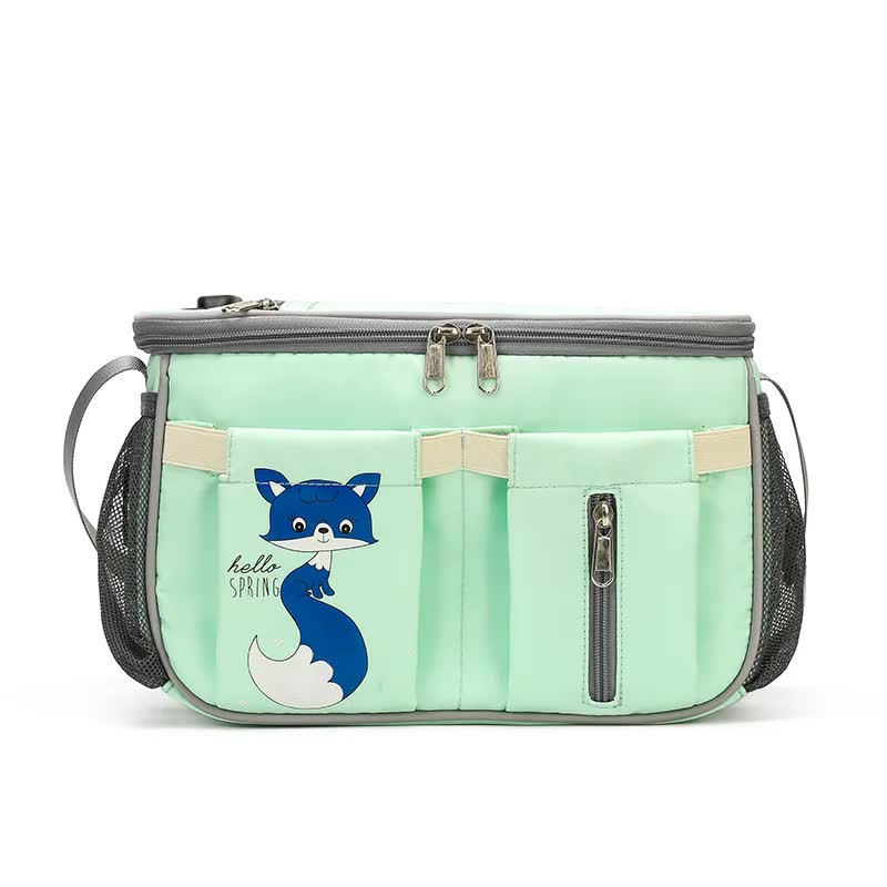 NNEDSZ Green Stroller Organizer Bag - Multi-Functional Baby Bag with Touchscreen Window, USB Port, and Bottle Holders