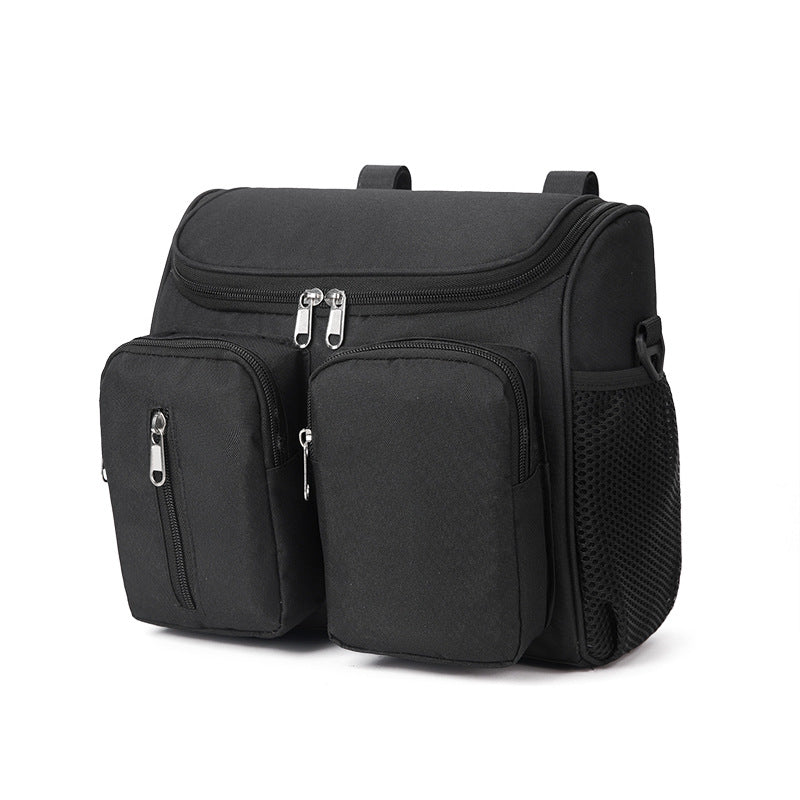 NNEDSZ Black Universal Stroller Organizer Bag - Multi-Pocket Hanging Storage Bag for Baby Essentials