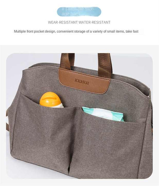 NNEDSZ Grey Multi-functional Baby Diaper Bag with Changing Mat - Travel & Stroller-Friendly Design