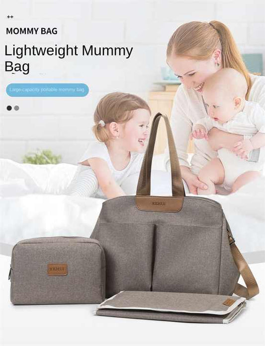 NNEDSZ Dark Grey Multi-functional Baby Diaper Bag with Changing Mat - Travel & Stroller-Friendly Design