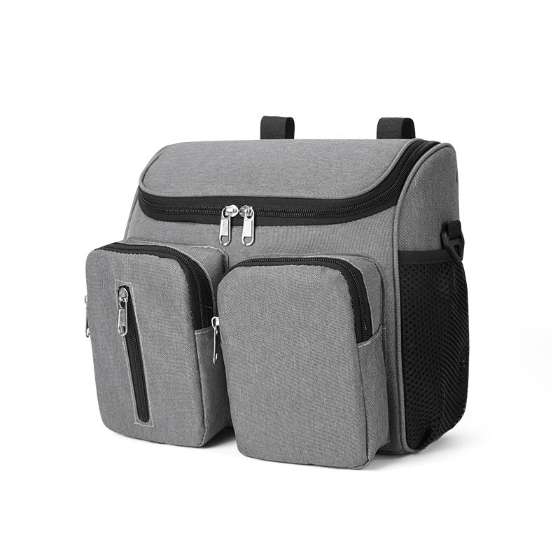 NNEDSZ Grey Portable Baby Stroller Organizer Bag - Multi-Purpose Diaper Storage Bag for Moms, Lightweight and Travel-Friendly-0