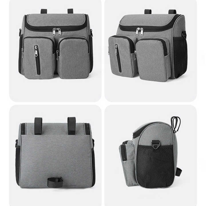 NNEDSZ Grey Portable Baby Stroller Organizer Bag - Multi-Purpose Diaper Storage Bag for Moms, Lightweight and Travel-Friendly-3