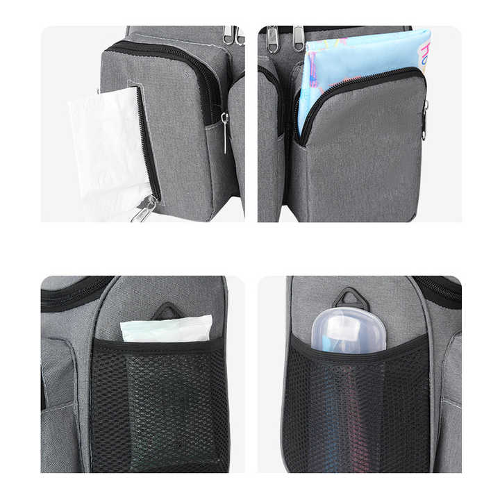 NNEDSZ Grey Portable Baby Stroller Organizer Bag - Multi-Purpose Diaper Storage Bag for Moms, Lightweight and Travel-Friendly-4