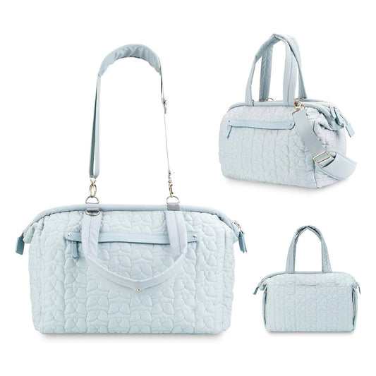 NNEDSZ Blue Quilted Pattern Large Capacity Mummy Bag - Stylish Baby Diaper Bag for Moms, Baby Stroller Bag with Multiple Compartments