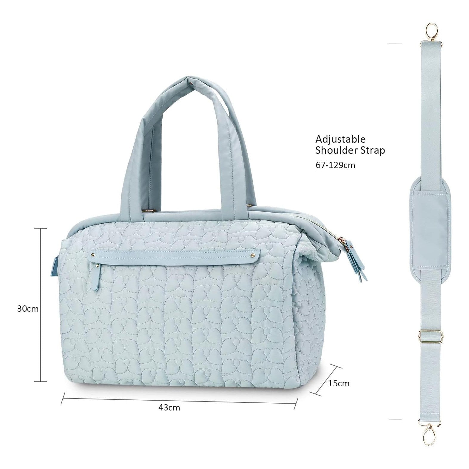NNEDSZ Pink Quilted Pattern Large Capacity Mummy Bag - Stylish Baby Diaper Bag for Moms, Baby Stroller Bag with Multiple Compartments