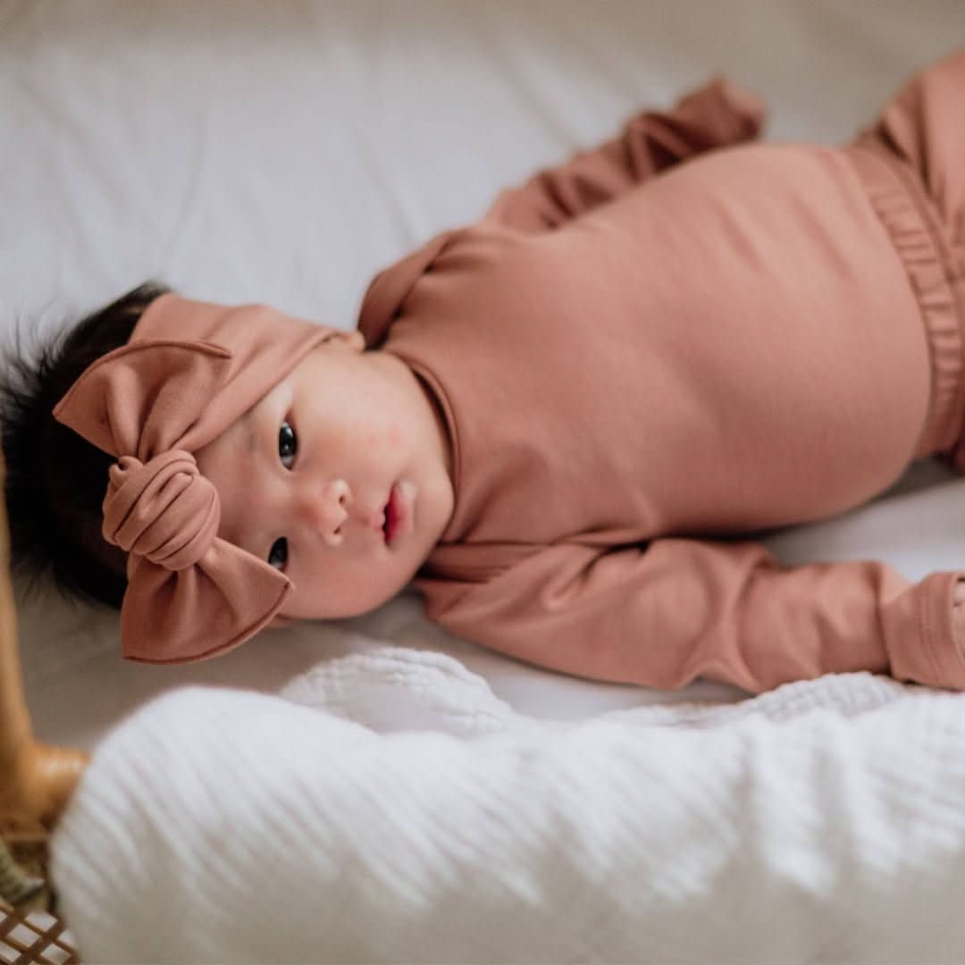 Baby Long-Sleeve Bamboo Onesie | Burnt Brick-1
