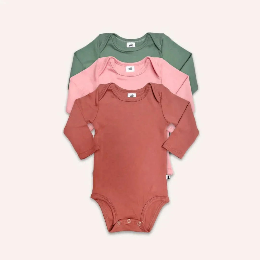 Baby Long-Sleeve Bamboo Onesie | Burnt Brick-2