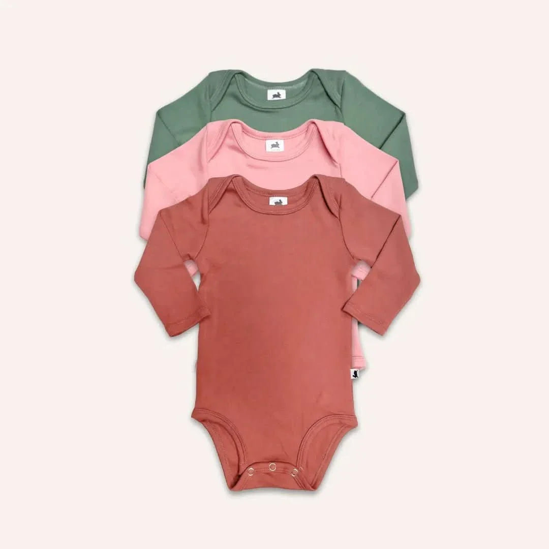 Baby Long-Sleeve Bamboo Onesie | Burnt Brick-2