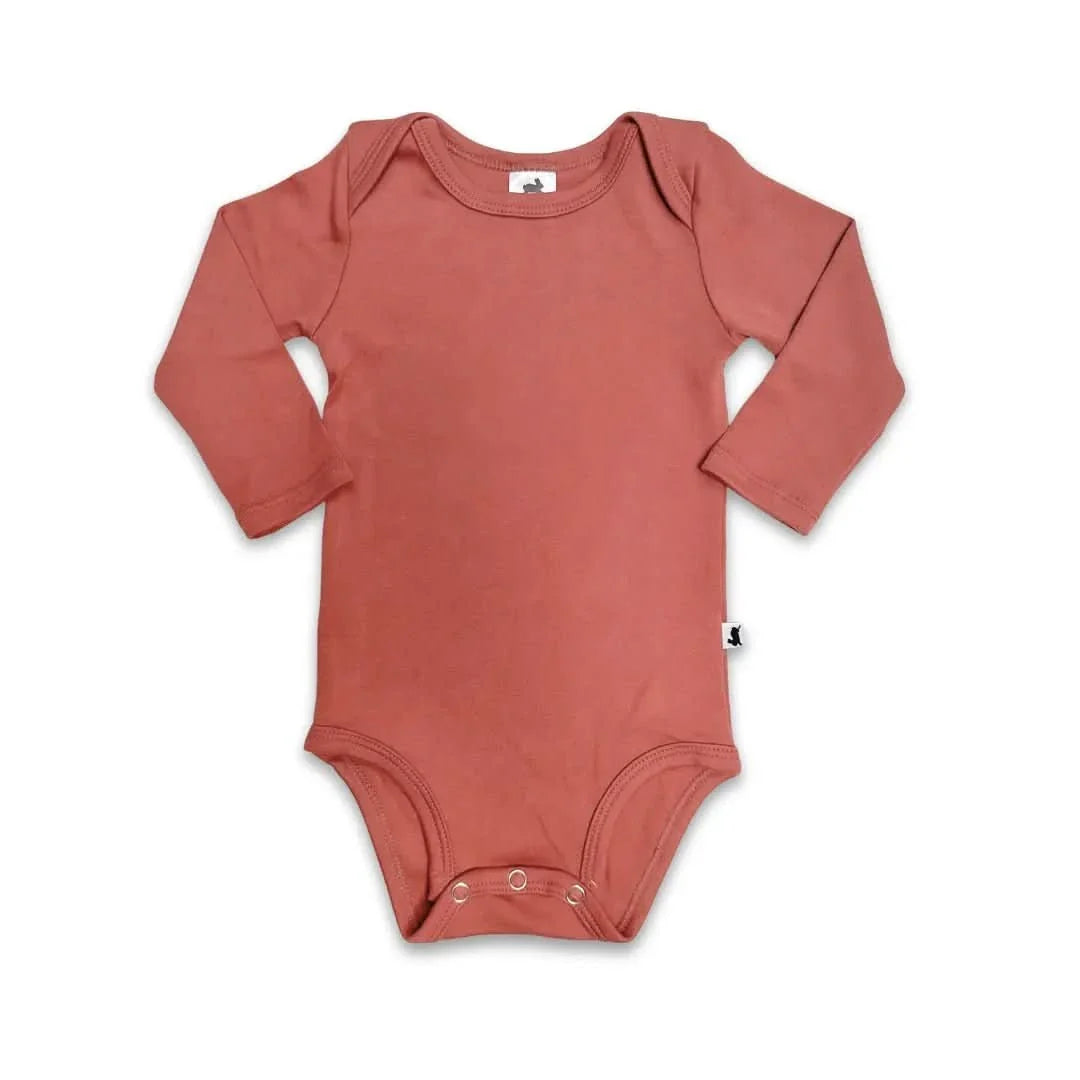 Baby Long-Sleeve Bamboo Onesie | Burnt Brick-0