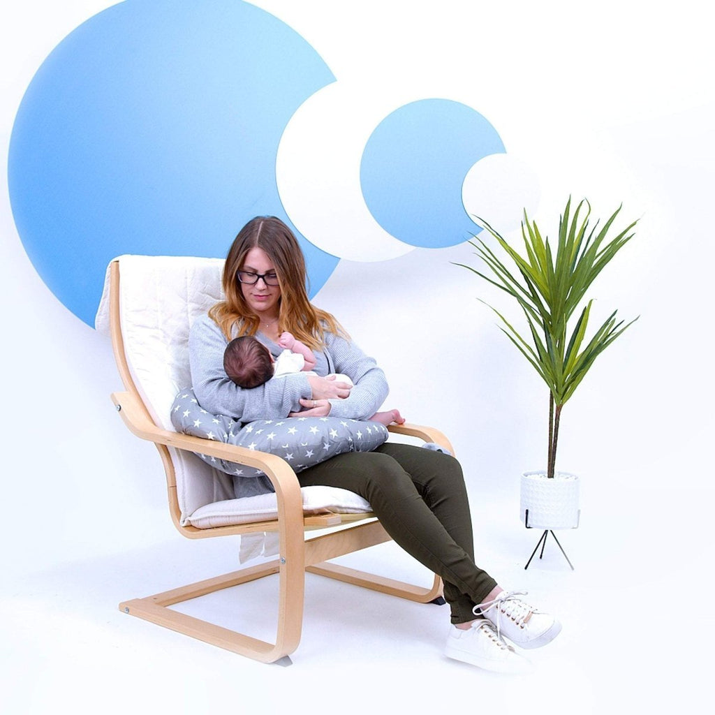 Breast Feeding Nursing Pillow  - Grey with Stars (COVER ONLY)-3
