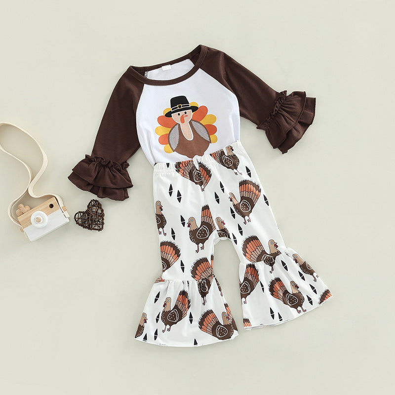 Baby Thanksgiving Day Long Sleeve Flared Pants