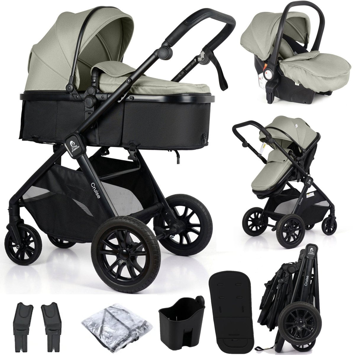 For Your Little One Cruise 3 In 1 Travel System With Car Seat - Pebble Sage Grade A Clearance.-0