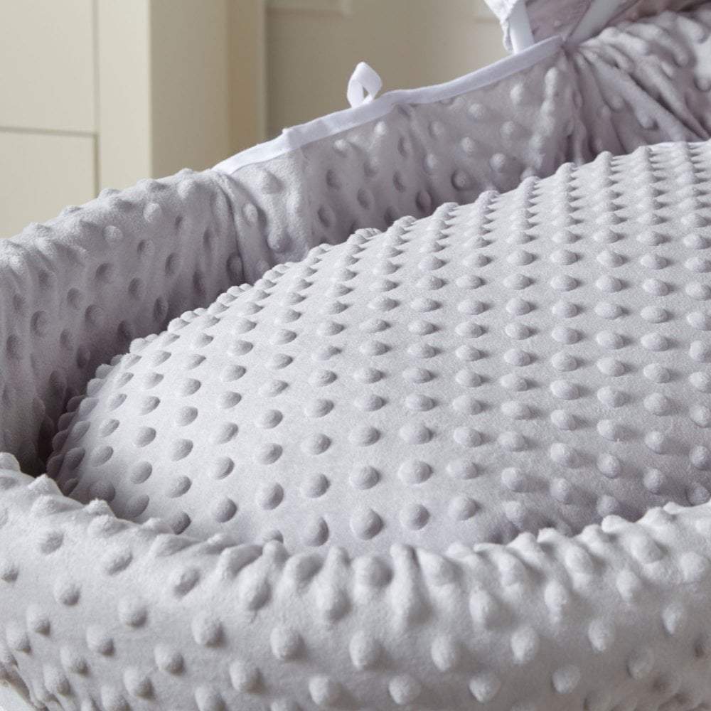 Grey Dimple Moses Basket Bedding Set-0