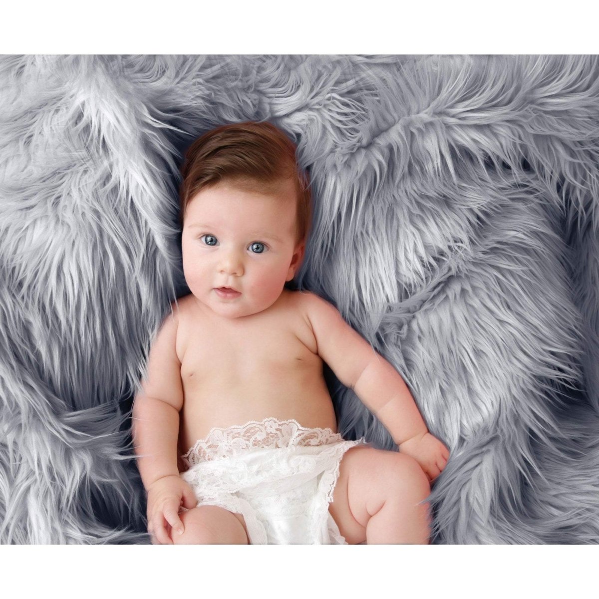 Luxury Faux Fur Baby Blanket  - grey-Clearance-1