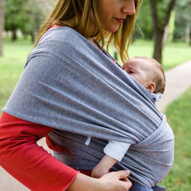 Organic Baby Wrap Carrier - Grey Melange-Clearance-4