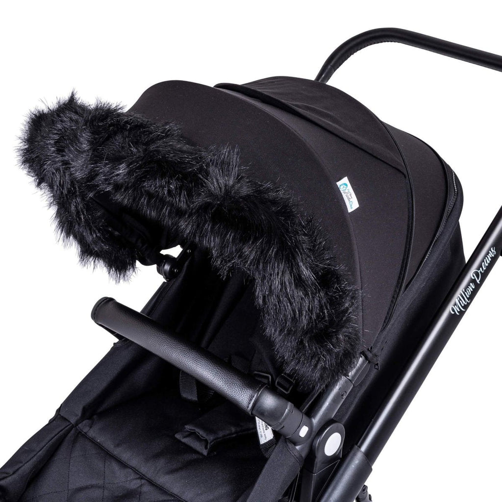 Pram Fur Hood Trim Attachment for Pushchair-2