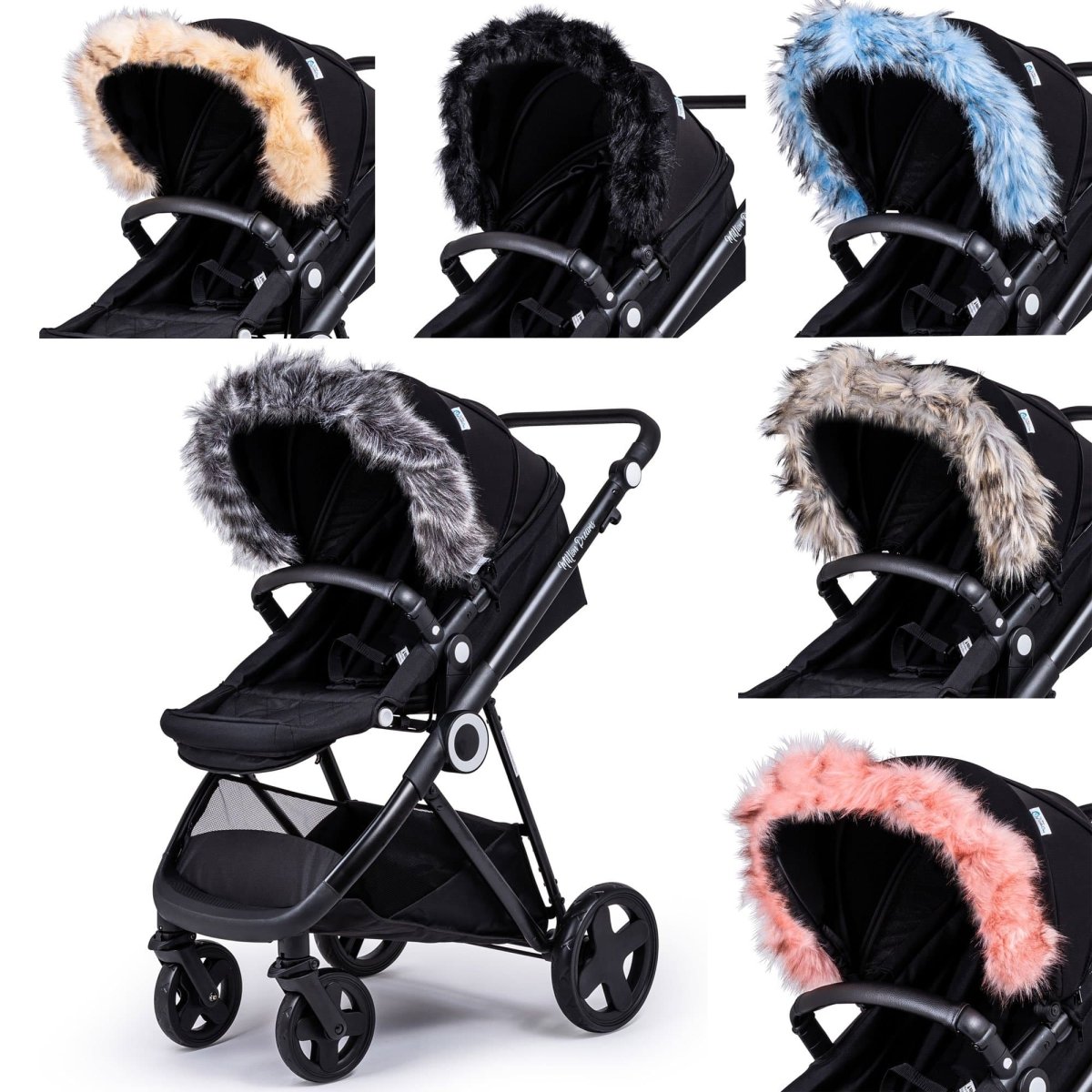Pram Fur Hood Trim Attachment for Pushchair-0