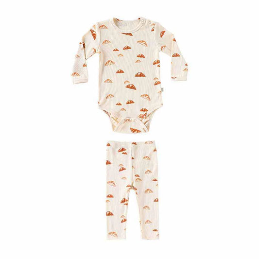Autumn Arrival Baby Unisex Long Sleeves Geometric Pattern Crew Neck Onesies and Pants Clothing Sets