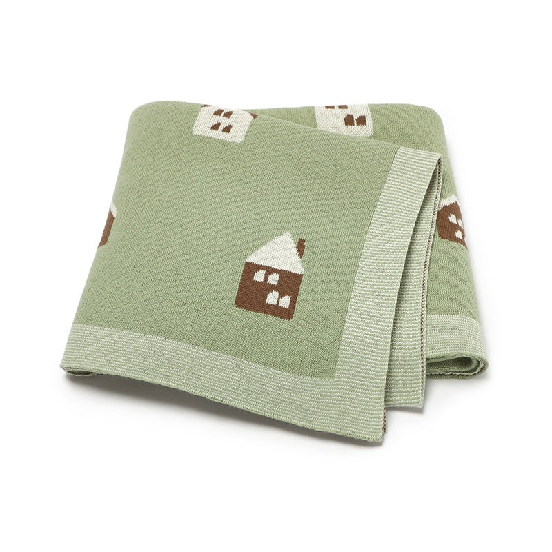 Hot Selling: Spring/Summer Arrival Knitted Cute Little House Soft Baby Blanket, Perfect For Newborn Boys And Girls