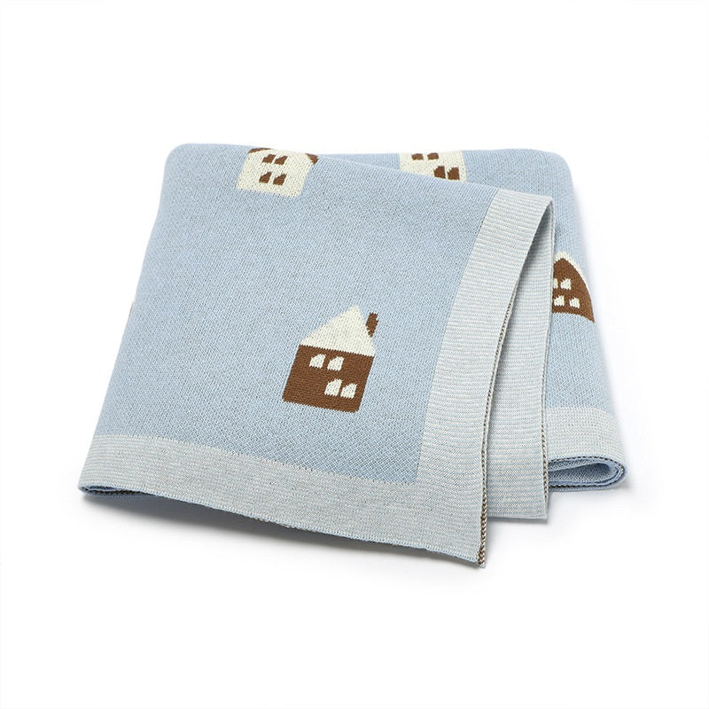 Hot Selling: Spring/Summer Arrival Knitted Cute Little House Soft Baby Blanket, Perfect For Newborn Boys And Girls