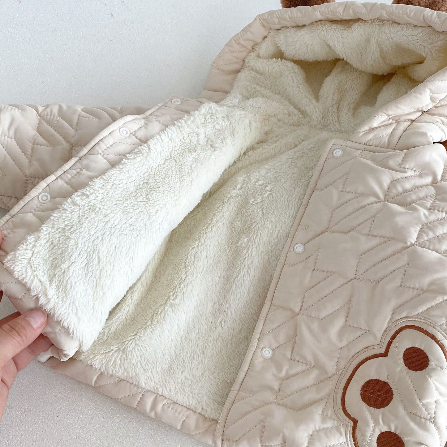 Winter Infant Baby Teddy Paws Pattern Long Sleeves Coat With Thick Pants Cute Sets