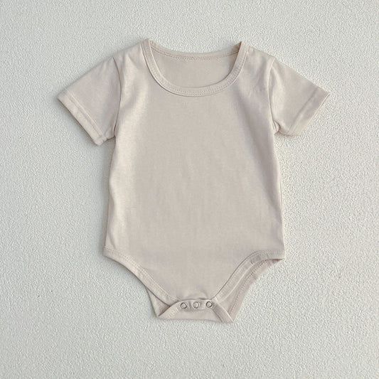 Summer Hot Selling Baby Unisex Solid Color Onesies And Romper Simple Plain Clothing Set