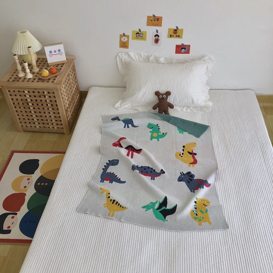 Hot Selling Knitted Blanket With Cute Dinosaurs Pattern: Collection For Newborn Baby And Kids
