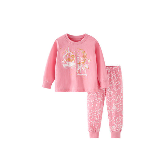Spring and Autumn Girls Stars Pattern Long Sleeves Top and Pants Clothing Set-0