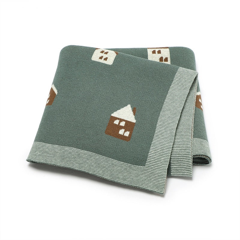 Hot Selling: Spring/Summer Arrival Knitted Cute Little House Soft Baby Blanket, Perfect For Newborn Boys And Girls