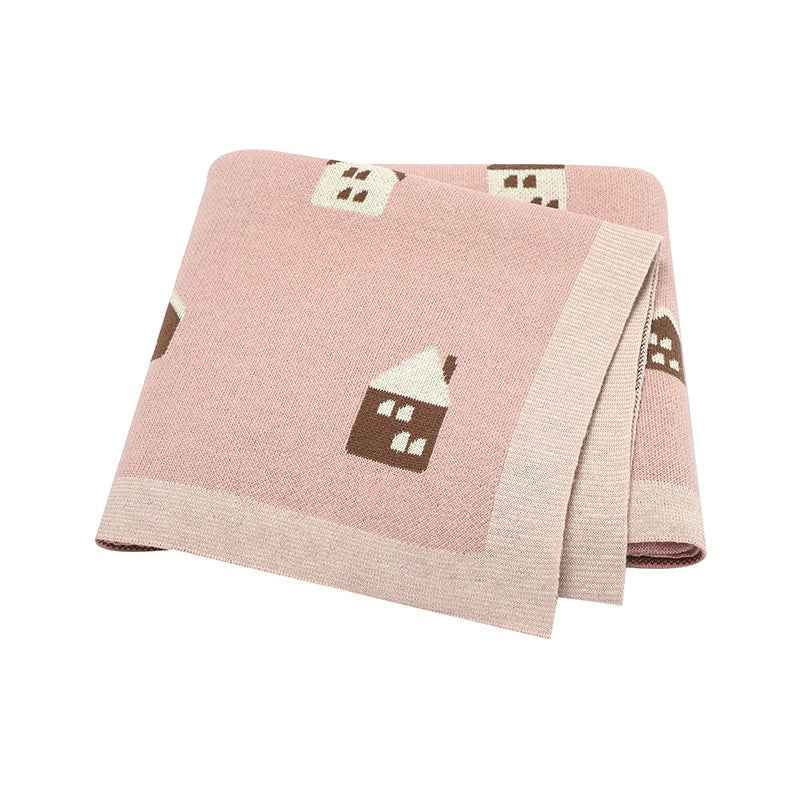 Hot Selling: Spring/Summer Arrival Knitted Cute Little House Soft Baby Blanket, Perfect For Newborn Boys And Girls