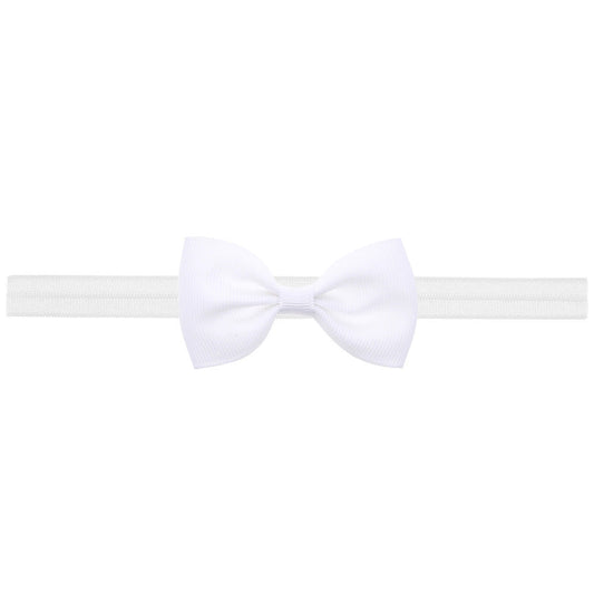 Newborn Baby 2 pcs. Small Size Bow Patched Pattern Solid Color Elastic Headband-20