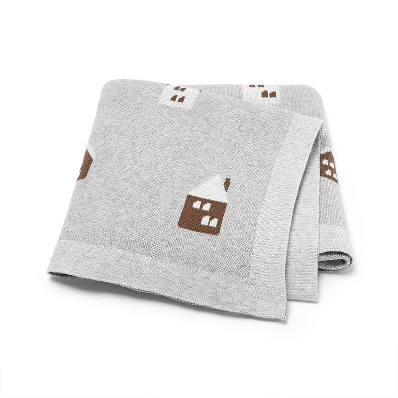 Hot Selling: Spring/Summer Arrival Knitted Cute Little House Soft Baby Blanket, Perfect For Newborn Boys And Girls