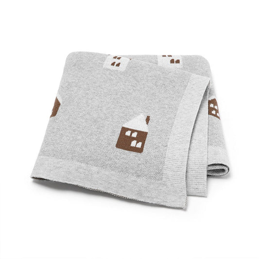 Hot Selling: Spring/Summer Arrival Knitted Cute Little House Soft Baby Blanket, Perfect For Newborn Boys And Girls